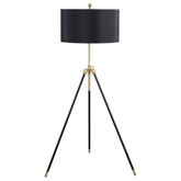 Orleans Furniture - Coaster - Zabka 63-inch Drum Shade Metal Tripod Floor Lamp Black - 923255
